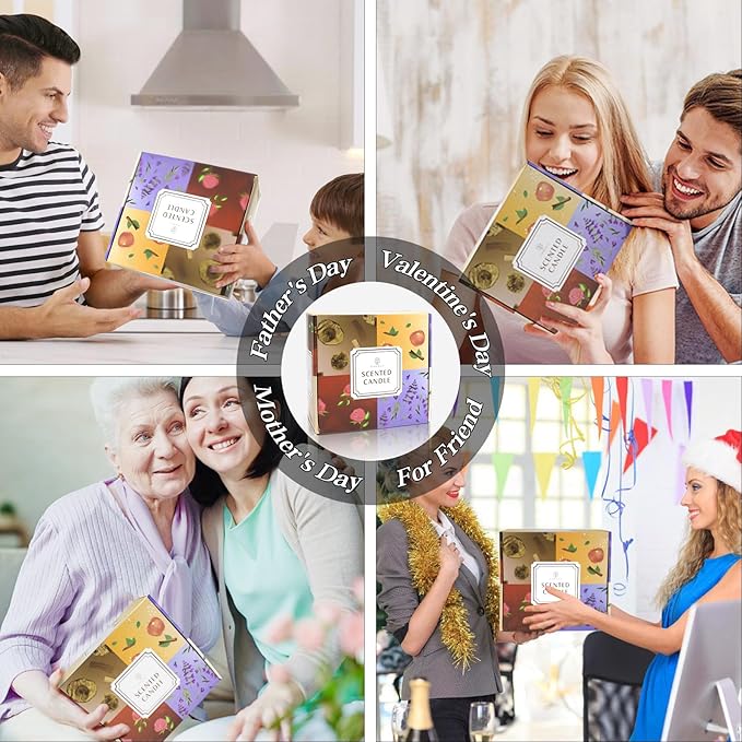 Scented Candles 4 Pack Soy Wax Long Lasting Rose Lavender Sandalwood Apple Fragrance Gifts for Women Mother's Day Thanksgiving Day Christmas Day