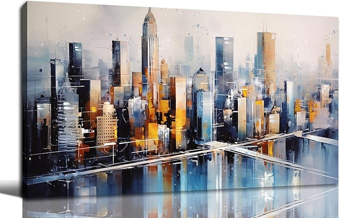 Large Canvas Wall Art Modern Living Room Bedroom Home Office Wall Decor City Landscape Painting Framed Canvas Prints Ready to Hang Size 30x60