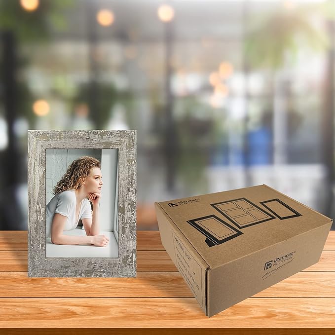 5x7 Picture Frame Set of 4, High Definition Glass Distressed Moss Green Frame, 5 x 7 Photo Frames for Tabletop Display and Wall Mounting