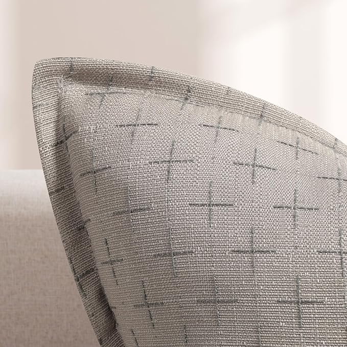 ZWJD Pillow Covers 22x22 Set of 2 Soft Polyester Textured Pillow Covers with Stylish Flange Edge Cozy Farmhouse Throw Pillows for Couch Bed Sofa Living Room