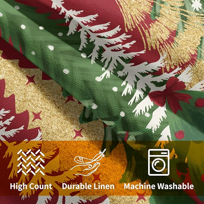 Kawani Christmas Red Decorative Pillow Covers 24x24 Inch Set of 2 Christmas Tree Outdoor Throw Pillow Covers Winter Xmas Holiday Pillowcases Cushion Covers for Home Couch Christmas Decor