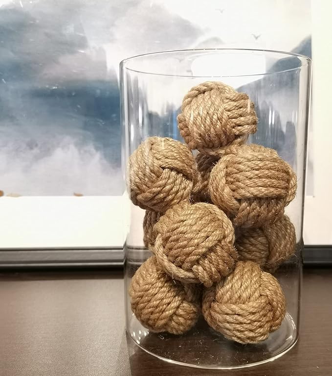 10PCS Orbs Decorative Balls for Centerpiece Bowls, Christmas Decorative Rope Balls for Bowls, Vase Filler, Decorative Bowl fillers for Farmehouse Coastal Table Decor
