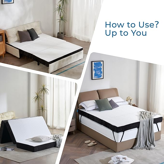 Odorless Foldable Mattress Single Size 75" x 25" x 6", 6 Inch Folding Foam Mattress with Storage Bag, Trifold Memory Foam Mattress for RV, Guest Bed