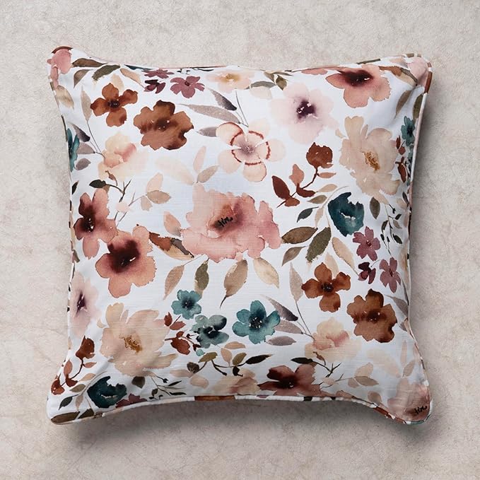 Maison d' Hermine Decorative Pillow Covers 18 x 18 Inch Square 100% Cotton Throw Pillow Covers with Invisible Zipper Cushion Case for Living Room Couch, Chair, Sofas, Bedroom, Home (Blossom - Florie)