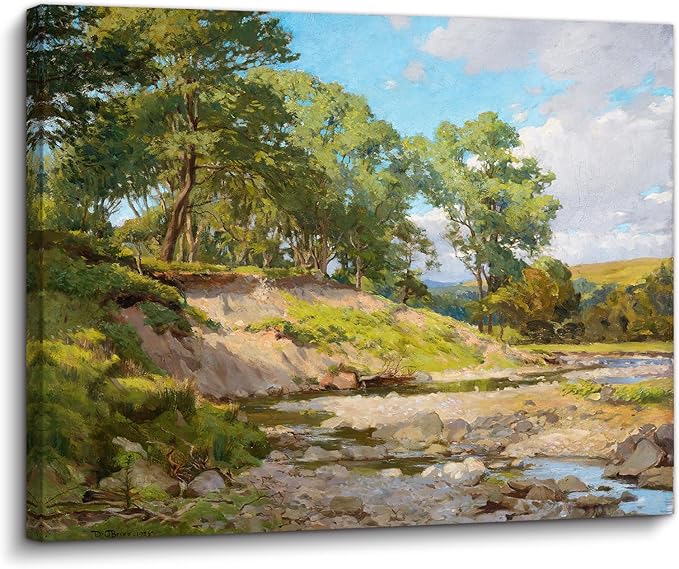 VGICH Canvas Wall Art, Nature Landscape River Stream Scene Rustic Art Print for Living Room, Bedroom, Farmhouse, 8x10 Inches