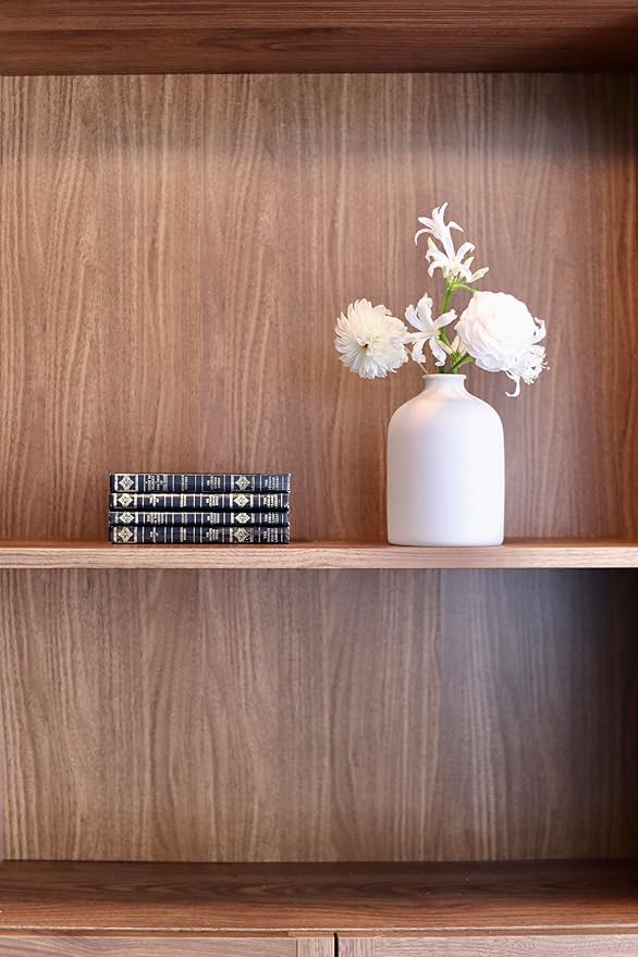 White Ceramic Vase - 7 Inch Tall - Large, Minimalist Modern Home Decor, Decorative Object - Centerpiece, Coffee Table, Living Room, Bookshelf, Office, Entryway, Console, Wedding, Flowers, Olive Plant