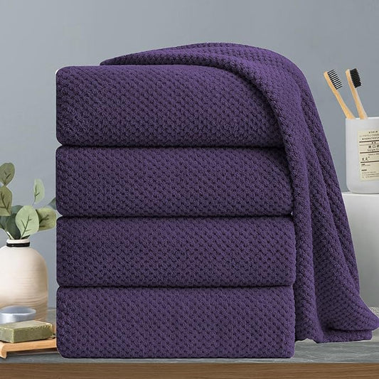 Extra Large Bath Towels Set 35x70 Inches - Purple Luxury 600 GSM Oversized Bath Sheet Towel,Ultra Soft Microfiber - Quick Dry,Highly Absorbent Shower Towels Spa Hotel Bathroom Towel Set (4-Pack)
