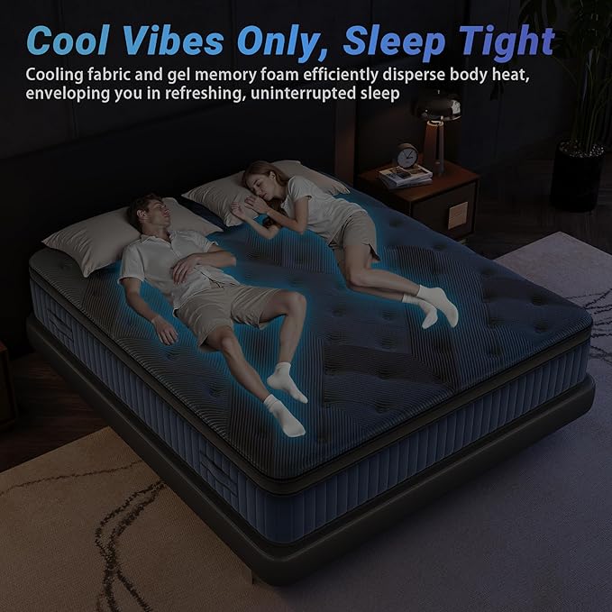 inight Queen Mattress, 14 Inch Queen size Mattresses in a Box, Durable Hybrid Mattress with Gel Memory Foam & Pocket Springs, Medium Firm Feel, Pressure Relief, Cooling, Edge Support, Motion Isolation