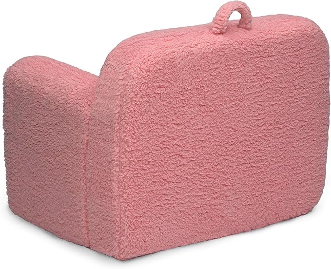 Delta Children Personalized Sherpa Cozee Chair - Customize with Name – Foam Kids Chair for Ages 18 Months and Up, Rose
