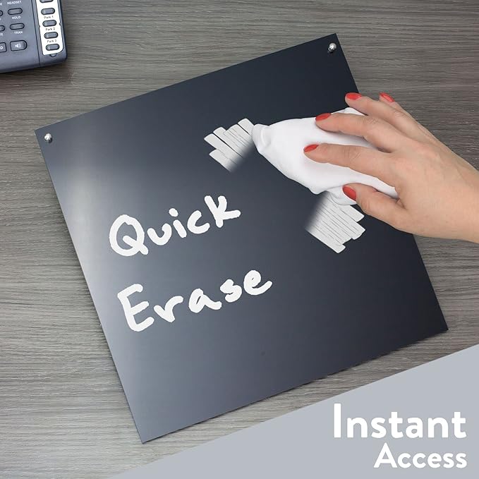 Desk Dry Erase Board with Erasable Marker | White, Black, Clear Acrylic Whiteboard Surface | Angled Writing Tablet | Personal Organizer with Daily Schedules | Weekly to-Do Lists (Black - 12x12)