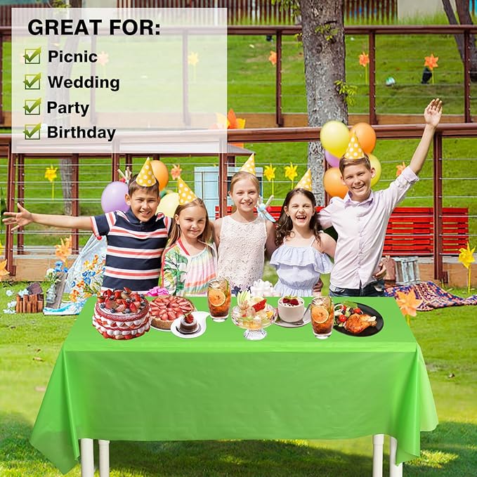 Craft And Party, 54" Plastic Table Cover Roll for Party, Banquet, Picnic, Kids Activities for Any Size and Shape Table (Apple Green, 54" x 300ft)