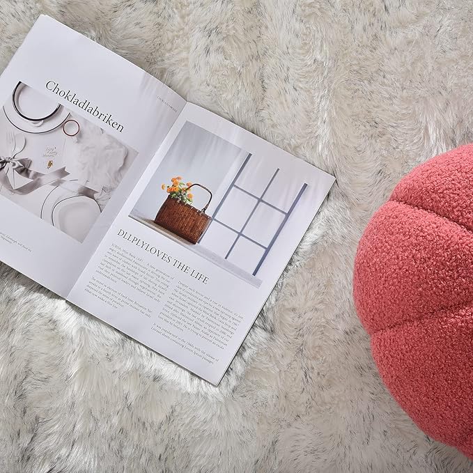 Latepis Grey and White Small Round Rug 3ft Faux Sheepskin Fur Circle Rug for Living Room Bedside Fluffy Shag Rugs Cute Room Décor