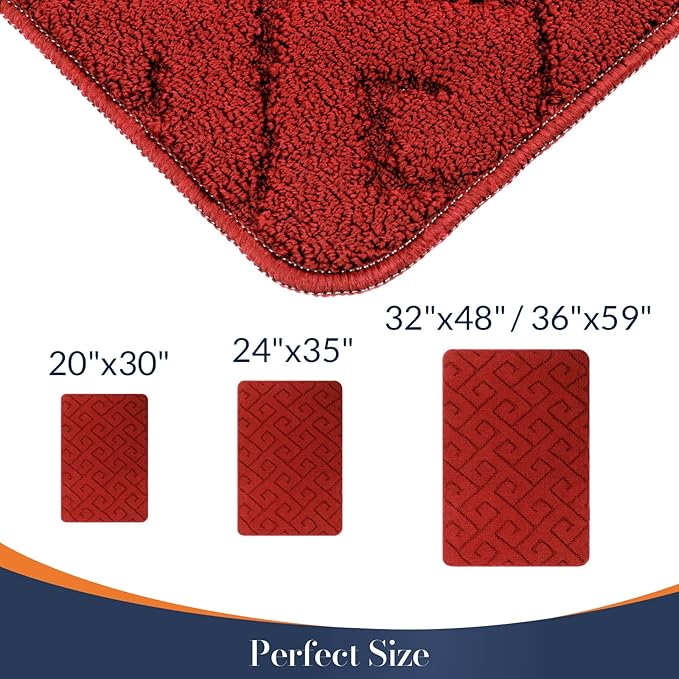 Walensee Indoor Doormat, Front Door Mat for Entrance (32"x48" Red) Machine Washable Entryway Rug, Non Slip Trapper Door Rugs Absorbent Dirt Low Profile Shoes Scraper Inside Floor Mats for Entry