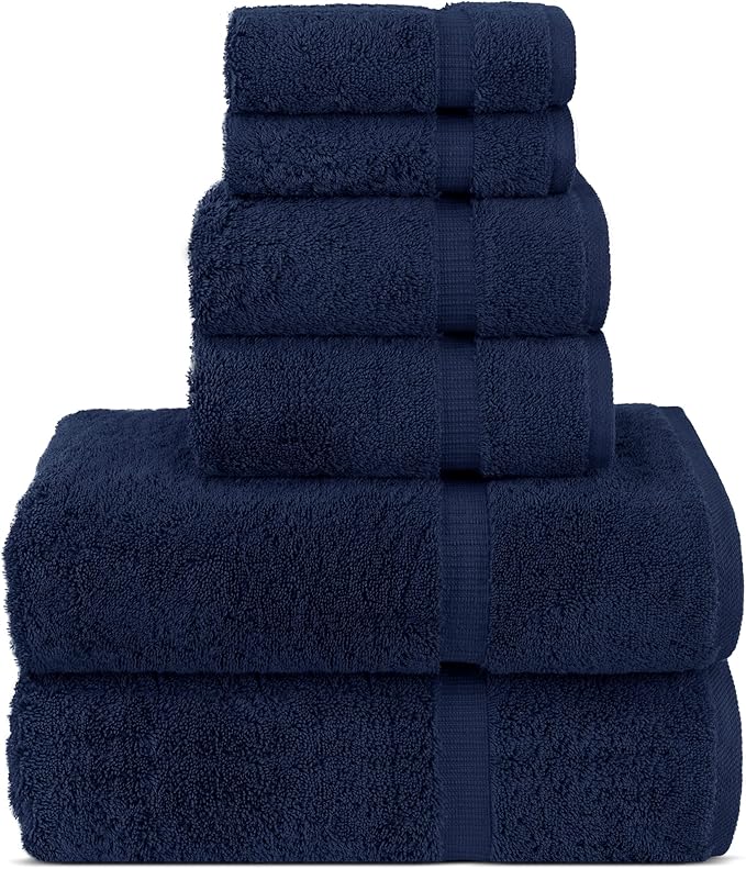 Chakir Turkish Linens Luxury Spa and Hotel Quality Premium Turkish Cotton 6-Piece Towel Set (2 x Bath Towels, 2 x Hand Towels, 2 x Washcloths)