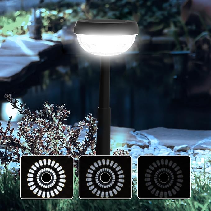 Ensenior 6-Pack Solar Lights Outdoor, Auto ON/Off 6500K LED Solar Garden Lights for Pathway, Yard, Patio, Walkway, Flower Bed, Waterproof, Energy-Efficient Landscape Lighting, Adjustable Height