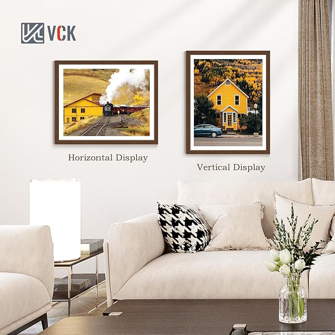 VCK 24x30 Poster Frame Set of 4 - Brown, Gallery-Quality Wood Picture Frames, 1.1-Inch Wide Border, Polished Plexiglass, Vertical or Horizontal Wall Display for Photo/Art/Prints, Brown