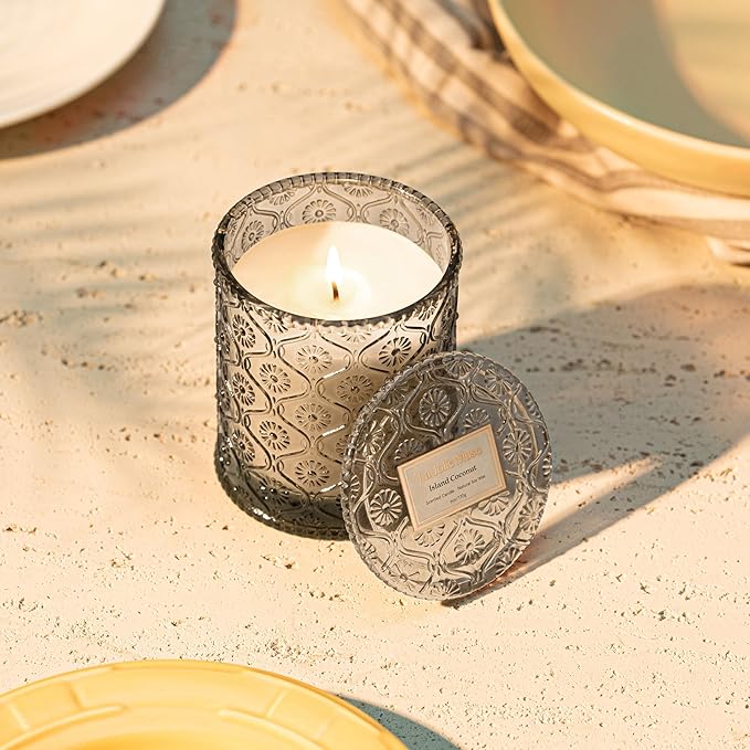 LA JOLIE MUSE Vanilla Coconut Scented Candles, Island Coconut Candles for Home Scented, Luxury Candles Gifts for Women, Natural Soy Wax Candle, 6 oz 40 Hours Burn