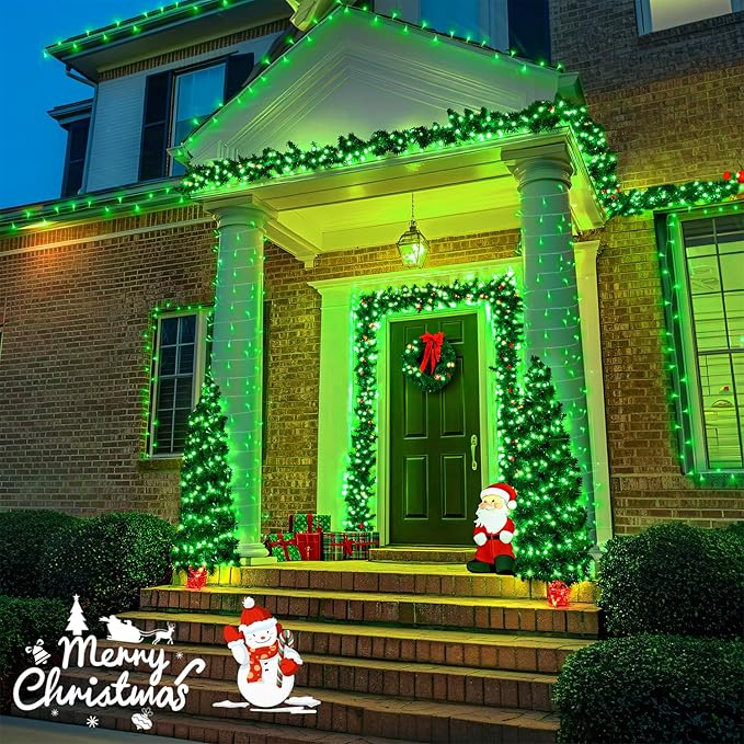 JMEXSUSS 400 LED Green Halloween Lights, 132ft Green String Lights Outdoor Waterproof, 8 Modes LED Christmas Light for Tree House Fireplace Party Halloween Decoration