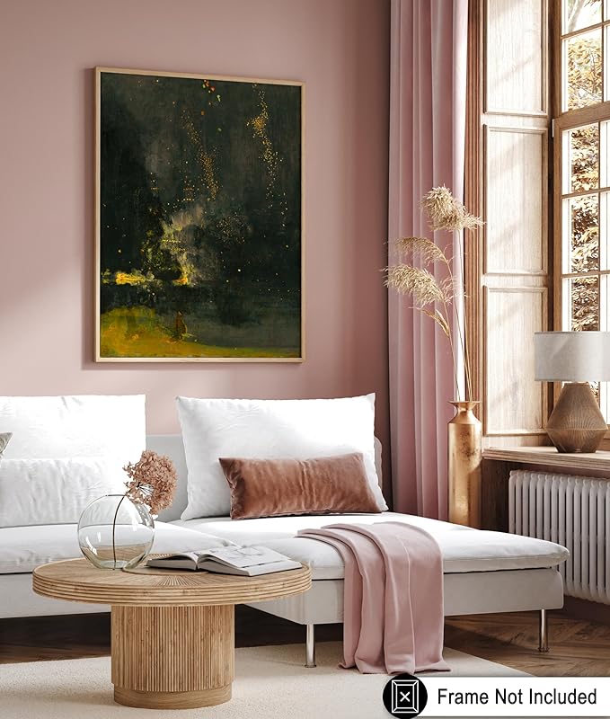 Poster Master Vintage Nocturne in Black and Gold Painting Poster - Retro The Falling Rocket Print - Abstract Art - Moody Art - Landscape Art - Office or Living Room Decor - 8x10 UNFRAMED Wall Art