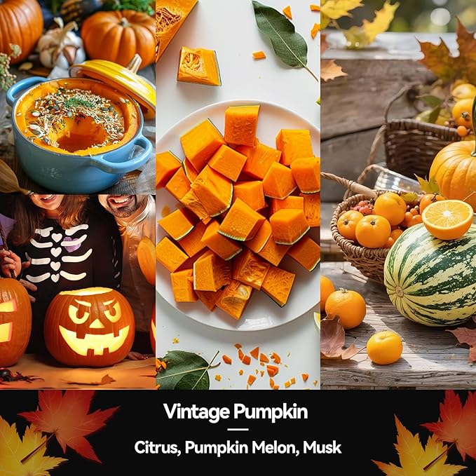 Vintage Pumpkin Candle - Fall Candle | Pumpkin Scented Candles for Autumn, 7oz Soy Candles for Home Scented, Fall Gifts for Women & Men, Cozy Seasonal Scent for Autumn Halloween