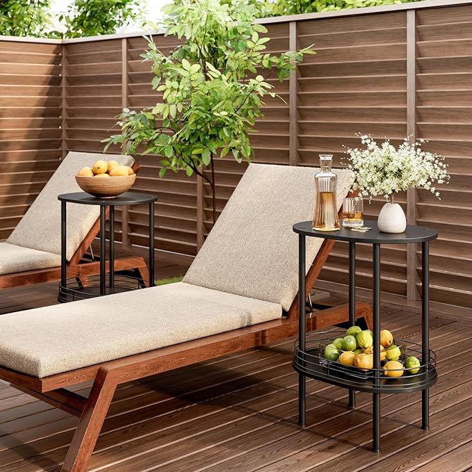 Round Side Table Set of 2,Bedside Table with Storage, Morden Round Nightstand, Samll Side Table for Living Room,Bathroom,Bedroom, Nursery, Laundry, Black