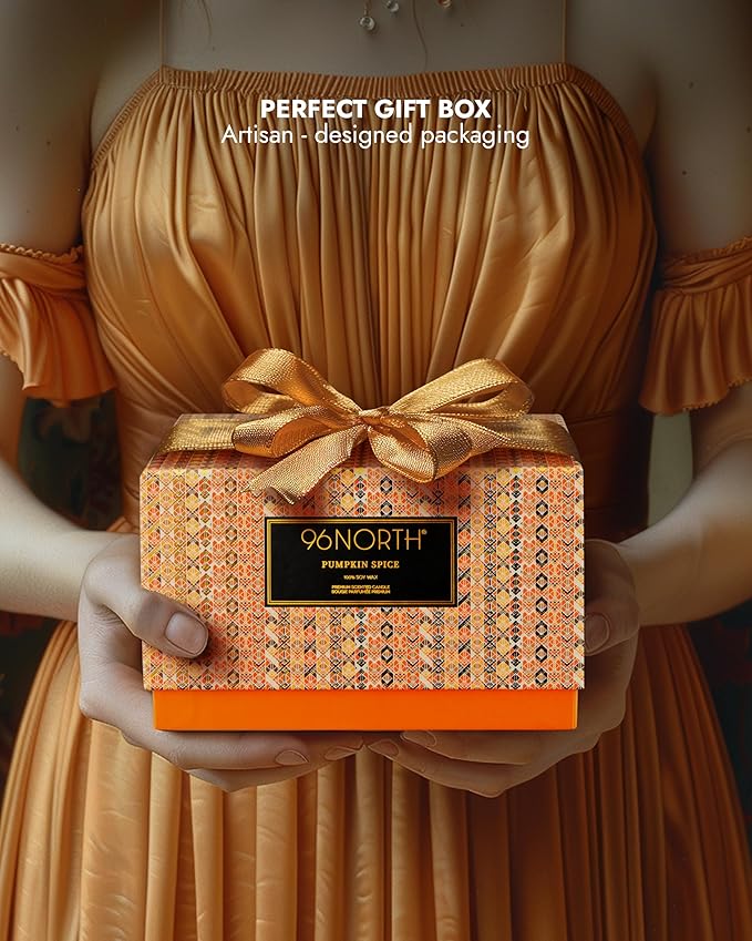 96NORTH Pumpkin Fall Candles | Large 3 Wick Jar Candle | Halloween & Fall Decor | Up to 40 Hours Burning | 100% Natural Soy Wax | Relaxing Aromatherapy Candle | Halloween Candle Gift