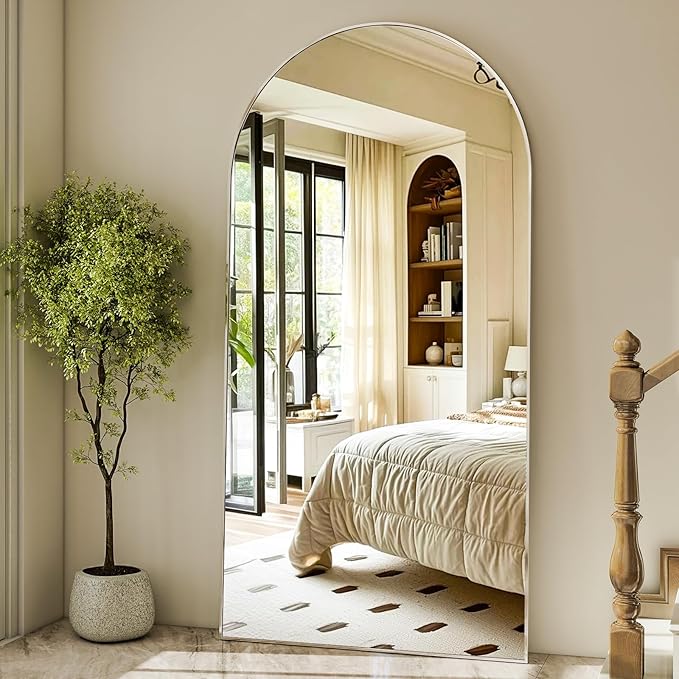 HARRITPURE 76"x34" Silver Full Length Mirror Arch Floor Mirrors with Aluminum Alloy Frame Free-Standing Wall Mounted or Leaning Large Bedroom Dressing Mirror Modern & Contemporary Decor for Home