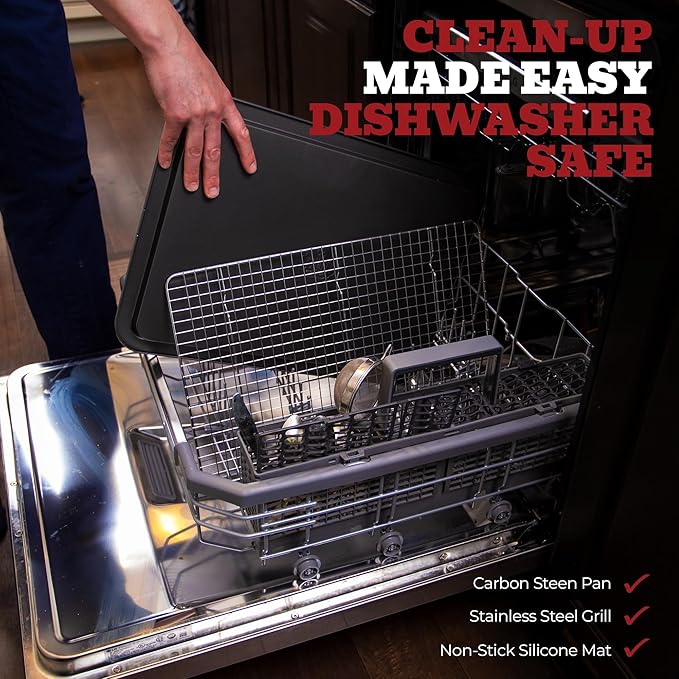 Trinity Provisions Meat Resting Pan - With Wire Rack and Silicone Baking Mat - Dishwasher and Oven Safe Stainless Steel, for Cooking and Cooling Steak, BBQ, Bacon, & More