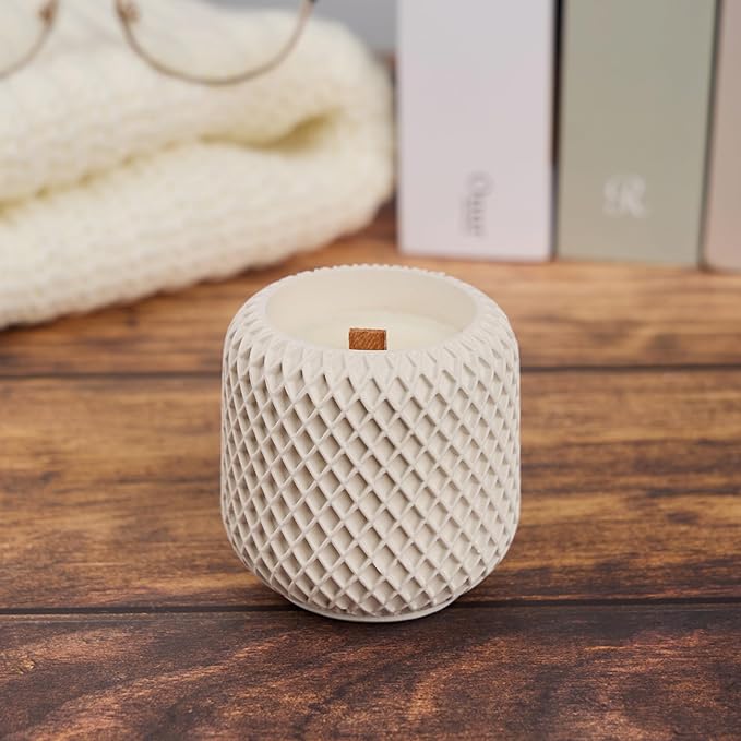 Scented Candles - Luxury Concrete Jar Candle for Home Scented, Soy Wax Candle - Relaxation Gift for Women, Premium Room Décor, Non-Toxic, Great Idea for Gifts (White Dune)