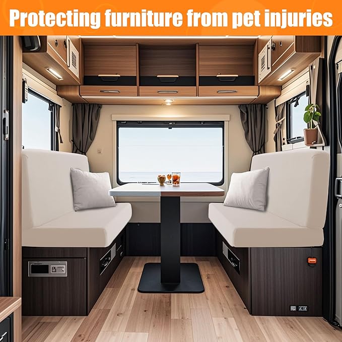 Rv Dinette Cushion Covers,Printing Stretchable Camper Cushion Cover,RV Cushion Slipcover,Rv Couch Cover Replacement for RV Camper Car Bench,2 Backrest Covers and 2 Bench Covers (Beige)