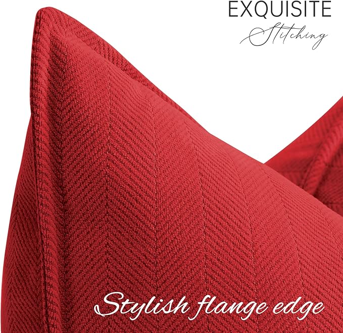 ZWJD Red Pillow Covers 22x22 Set of 2 Chenille Red Throw Pillow Covers with Elegant Design Soft and Luxurious Decorative Throw Pillows for Couch, Bed, and Home Decor