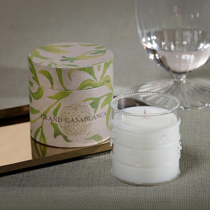 Zodax Grand Casablanca Glass Jar Scented Candle for Home Decor - Single-Wick Candle Ideal for Kitchen and Bathroom - Makes a Great Gift for Women and Men - Magnolia Petals - 6.5 Oz.