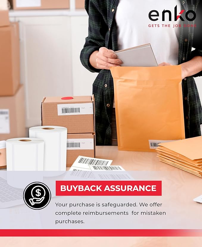 enKo 4" x 2" Labels for Zebra Desktop Printers (3 Rolls | 2,250 Labels) Direct Thermal Address Mailing Shipping Barcode FBA Stickers FNSKU Label for Zebra and Eltron (Perforated)