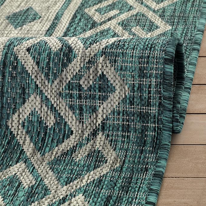 Antep Rugs Patio 8x10 Outdoor/Indoor Southwest Aztec Native Area Rug (Green, 7'10" x 10')