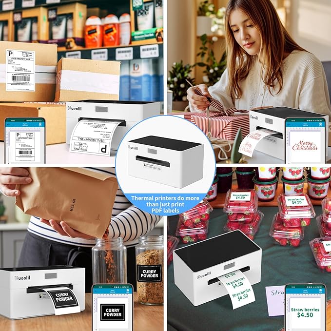 Bluetooth Shipping Thermal Label Printer, Portable 4×6 Label Makers for Small Business,Compatible with Android、iPhone、Windows&Mac,Widely Used for Home&Small Businesses and Office
