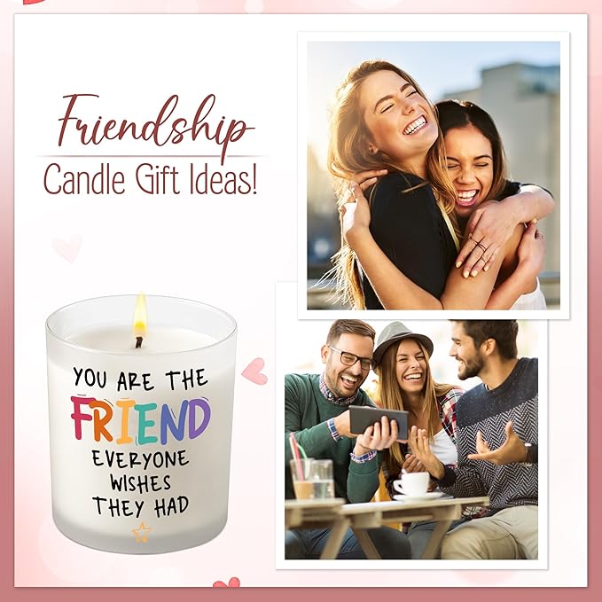Friend Gifts for Women - Long Lasting Vanilla Lavender Candle 10 oz - Birthday Christmas Friendship Gifts for Women Friends BFF Soul Sister Work Bestie