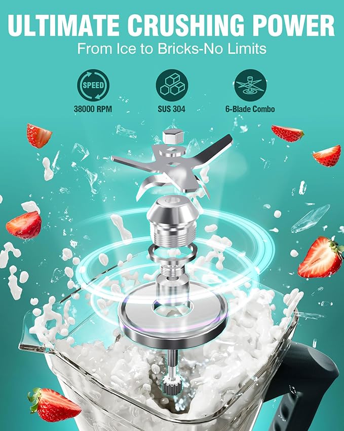 WantJoin Commercial Blender - 68oz Large Capacity Professional Blenders for Kitchen Smoothie Blender w/Powerful 2.5 HP Motor, 15 Speeds, 1-5min Timer, 30000 RPM, High Speed for Catering &Home
