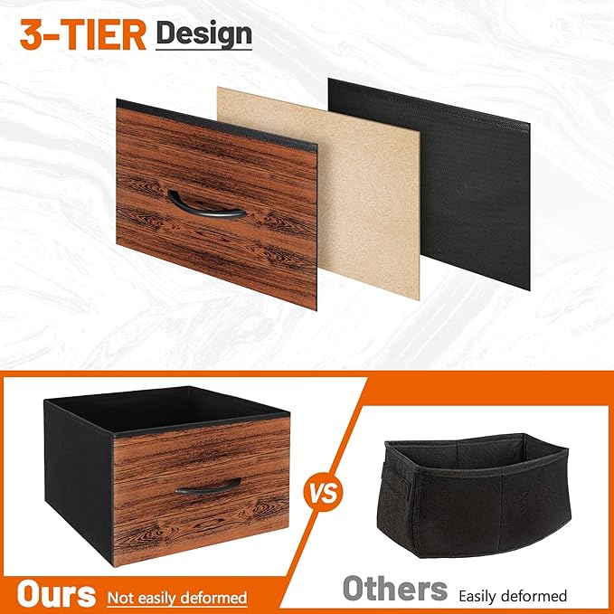 TV Stand for Bedroom, Television Stand for TV up to 46 Inch Entertainment Center Dresser with 4 Drawers Open Storage Shelves for Living Room, Entryway (Brown and Rustic Brown)