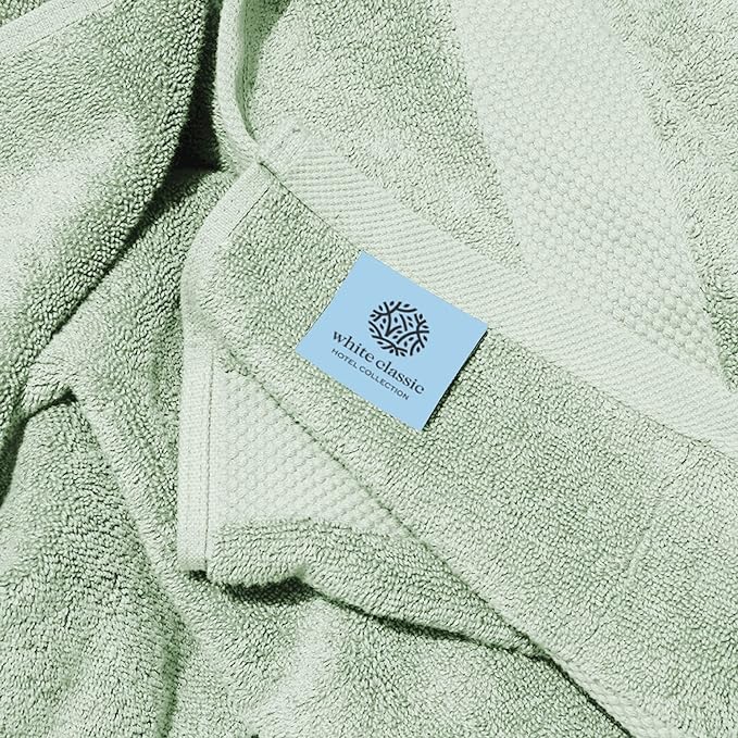 White Classic Luxury Bath Towels Set of 4 Large - 700 GSM Cotton Ultra Soft Bath Towels 27x54 | Highly Absorbent and Quick Dry | Hotel Towels for Bathroom Luxury, Plush Sage Green Bath Towels