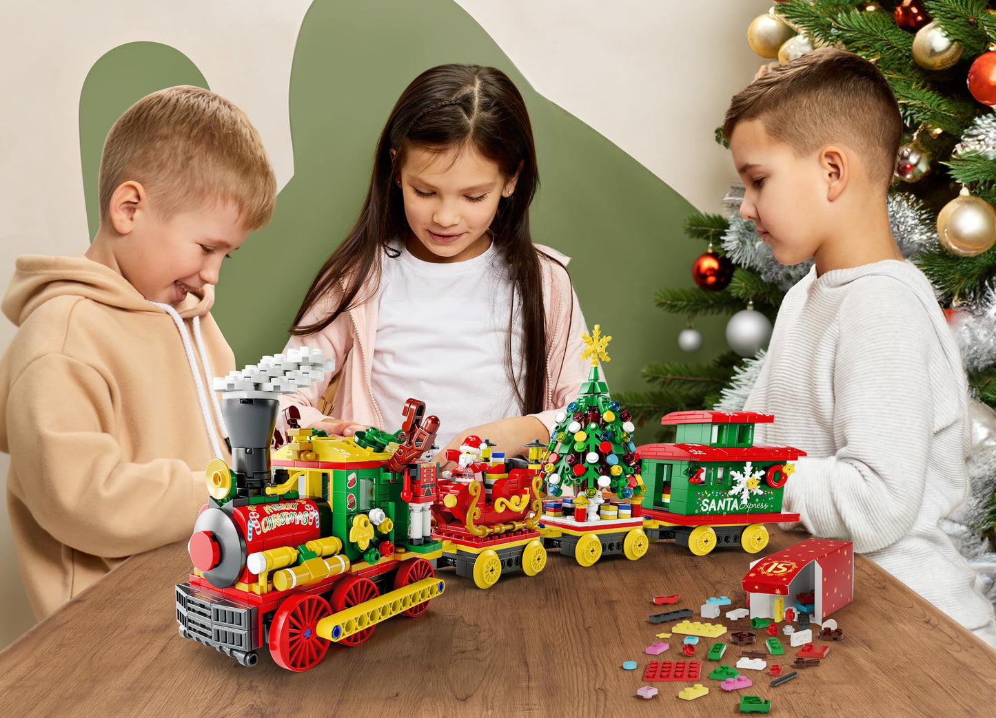 Advent Calendar 2025 for Kids Boys Girls, 24 Days Surprise Christmas Train Building Blocks Christmas Countdown Calendar Gift Box with 1004 PCS Xmas Building Bricks Toy Decor for Teens Adults Women Men