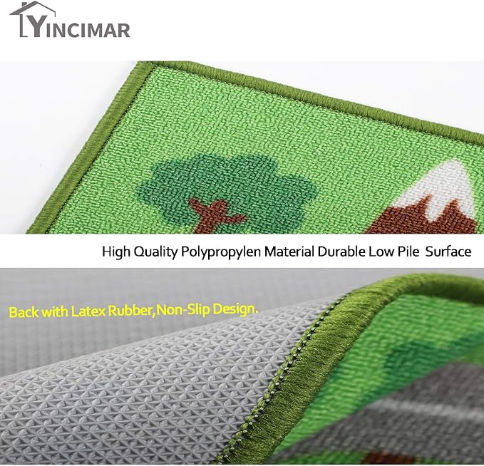 Yincimar Kids Carpet Playmat Rug, 5' x 6'6" Extra Large City Life Educational Car Rug for Baby Toddler Boy Bedroom Playroom