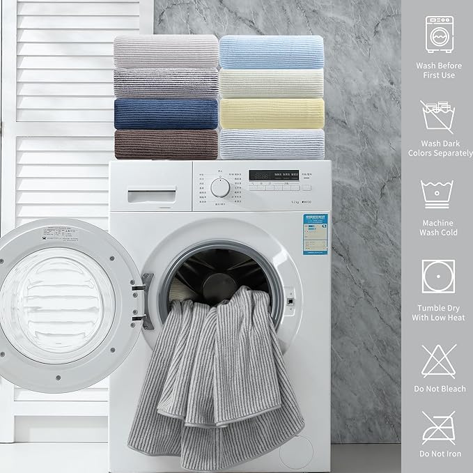 8-Piece Premium Towel Set for Bathroom|2 Oversized Large Bath Sheet,2 Hand Towels,4 Washcloths|Soft Cozy Highly Absorbent Fast Dry Microfiber Shower Towel Set for Hotel Bathroom Essentials,Grey