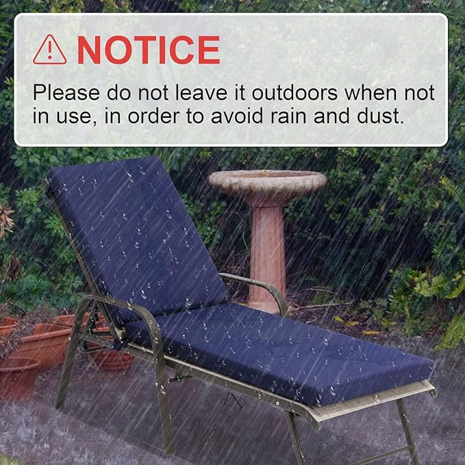 Crestlive Products Chaise Lounge Cushions Outdoor Set of 2, 72x21 Inch, Water Resistant Lounge Chair Cushions for Outdoor Furniture, Patio Cushions for Pool, Lawn, Deck, Navy