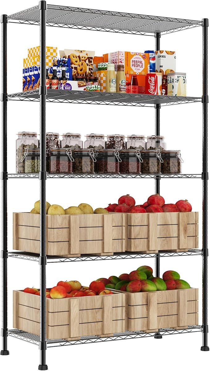 REGILLER 5-Wire Shelving Metal Storage Rack Adjustable Shelves,17.7" D×35.4" W×72.3" H Standing Storage Shelf Units for Laundry Bathroom Kitchen Pantry Closet