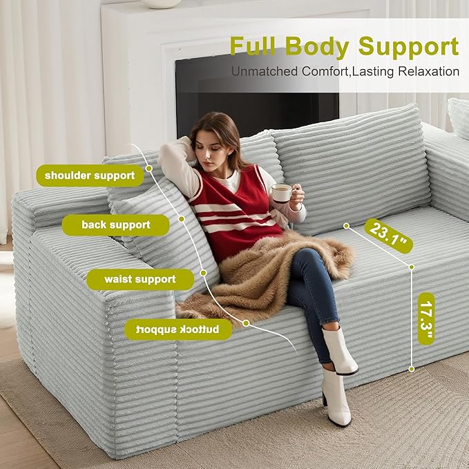 105''Sectional Cloud Couch with L Shaped Chaise,Modern Modular Sectional Sofa,Boneless Couch with Deep Seat,Comfy Couches for Living Room (Light Grey, Right Facing Chaise)