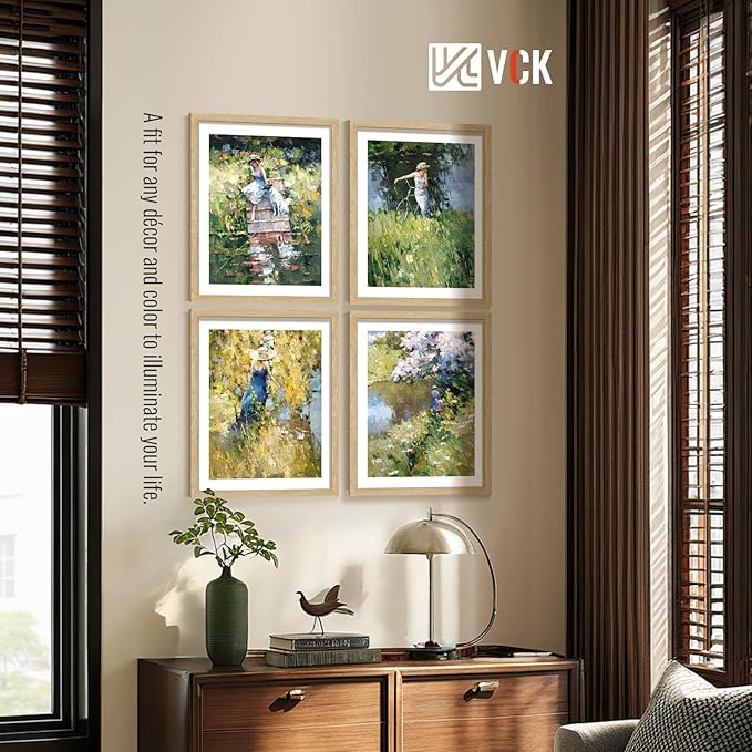 VCK 22x28 Poster Frame Set of 4 - Oak, Gallery-Quality Wood Picture Frames, 1.1-Inch Wide Border, Polished Plexiglass, Vertical or Horizontal Wall Display for Photo/Art/Prints, Natural Oak