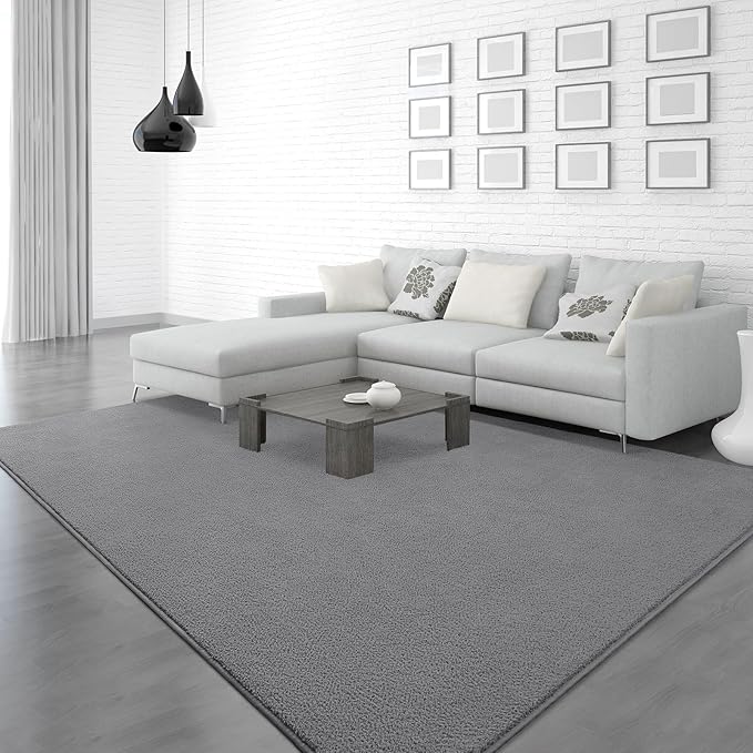 Soft Rugs for Living Room 6x9 Grey, Minimalist Area Rug for Bedroom Nursery Dining Table Dorm, Large Throw Rugs for Men Boys Girls Kids Room Indoor Floor Carpets
