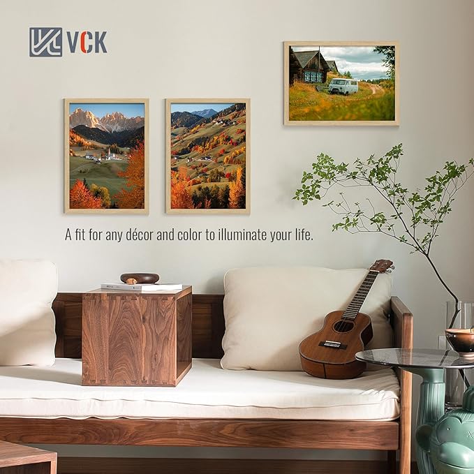 VCK 20x28 Picture Frame Set of 4 - Oak, Gallery-Quality Wood Poster Frames, 1.1-Inch Wide Border, Polished Plexiglass, Vertical or Horizontal Wall Display for Photo/Art/Prints, Natural Oak