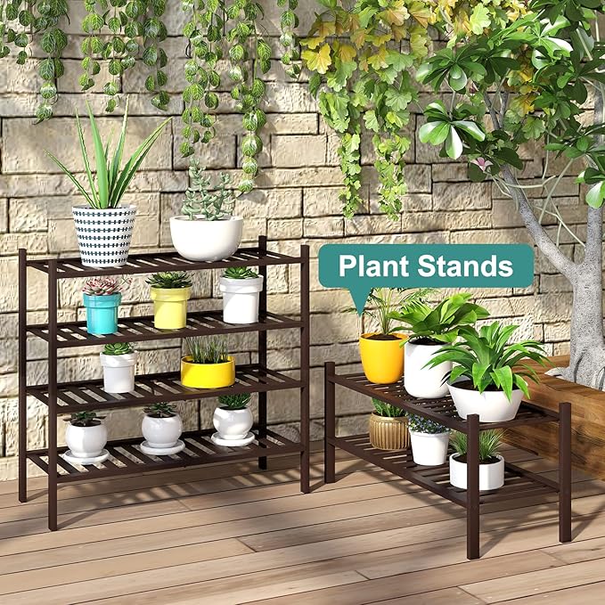 2-Tier Shoe Rack for Entryway, Bamboo Shoe Rack for Closet, Free Standing Shoe Racks for Indoor Outdoor, Stackable Shoe Shelf Storage Organizer for Hallway Closet