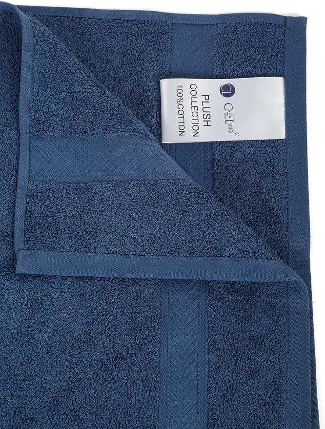 Casa Lino Face Towels & Body Wash Cloths for Showering - 100% Cotton Wash Cloths for Bathroom - Highly Absorbent & Quick Drying Washcloth Set - Cotton Washcloths 24 Pack (12" x 12") - (Cobalt Blue)
